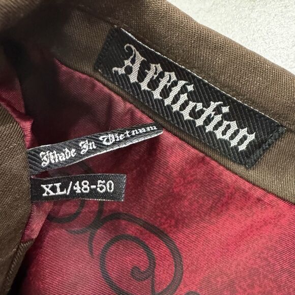 VTG Affliction Red Label Premium Men's Goth Blazer Jacket XL 48-50 Graphic RARE - Picture 3 of 14